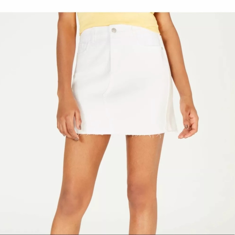 CELEBRITY PINK Womens White Raw Hem Mini A-Line Skirt 7/28